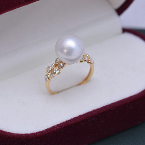 8-9mm Freshwater Pearl & Gloria CZ Ring - House Of Pearls